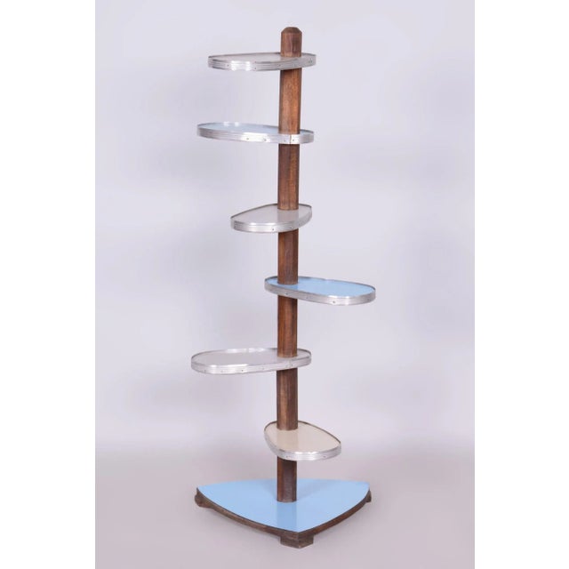 Brown Mid-Century Flower Stand in Beech, Umakart & Aluminium, Czech, 1950s For Sale - Image 8 of 9