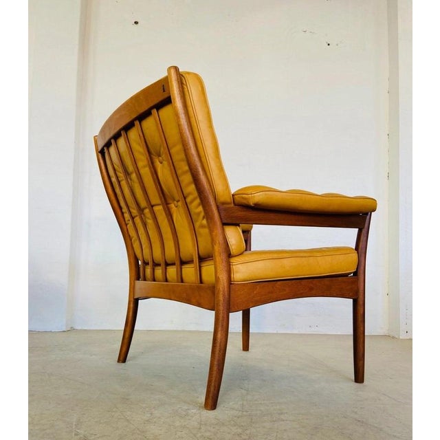 Vintage Swedish Tan Leather and Wood Lounge Chair by Göte Möbler, 1970s For Sale - Image 15 of 18