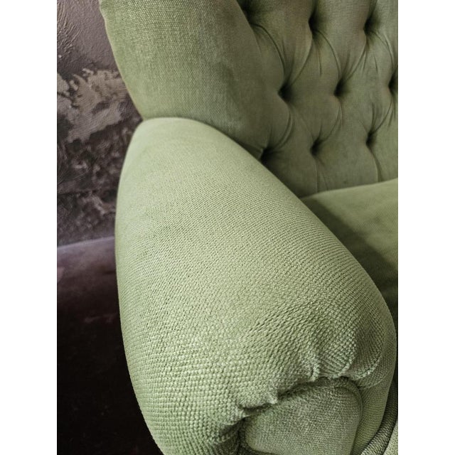 Green Vintage Chesterfield Style Sofas in Green Fabric, Set of 2 For Sale - Image 8 of 15