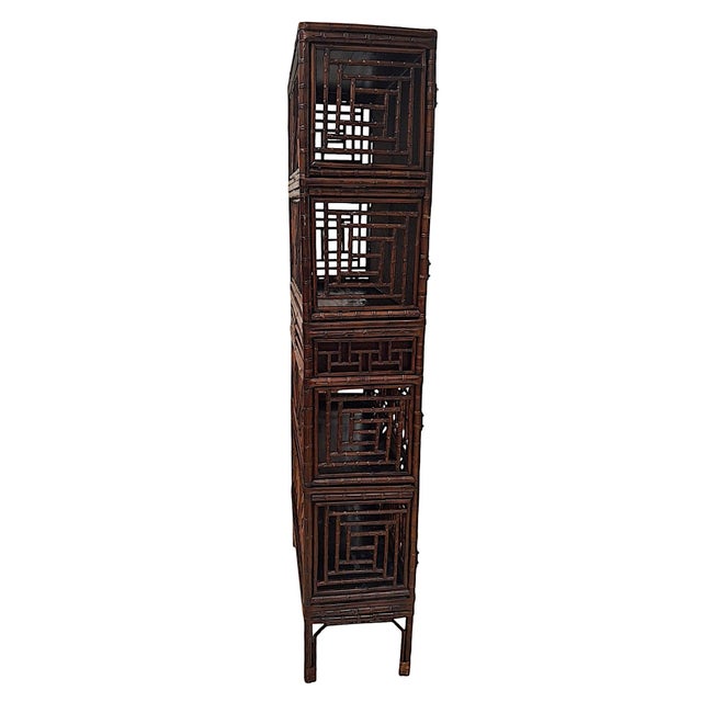 This stunning piece is an authentic antique Chinese bamboo curio/display cabinet. It was crafted in Southern or...