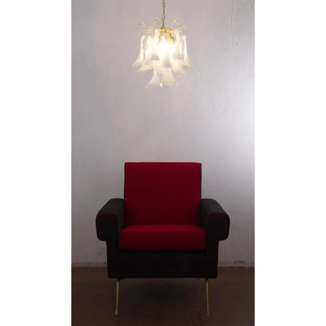 Metal Murano Glass Crystal and White Glass Petal Ceiling Lamp, 1990s For Sale - Image 7 of 12