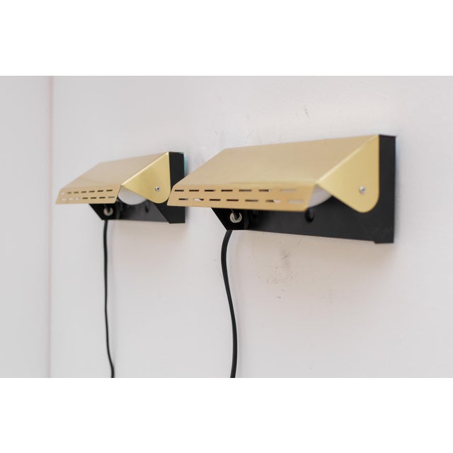 Mid-Century Modern Scandinavian Sconces in Brass and Metal by Örsjö, Set of 2 For Sale - Image 10 of 14