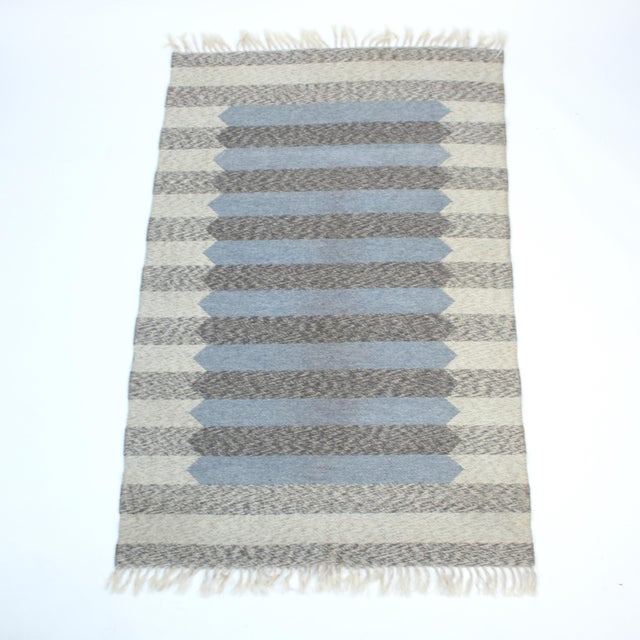 Blue Swedish Flat Weave Röllakan Rug, 1960s For Sale - Image 8 of 8