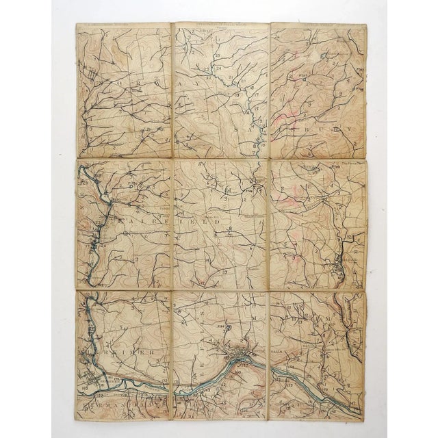 Shabby Chic Little Falls New York 1900 Us Geological Survey Folding Map For Sale - Image 3 of 6