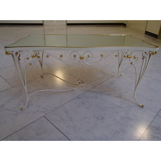 Metal Small White Metal Coffee Table with Mirrored Top, 1930s For Sale - Image 7 of 8