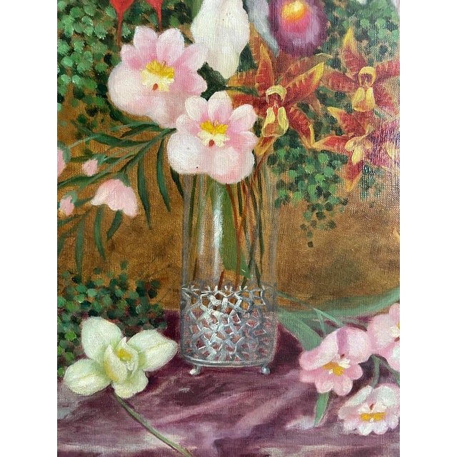 Gold Late 19thC Cussenneers Floral Oil Painting Frame For Sale - Image 8 of 17