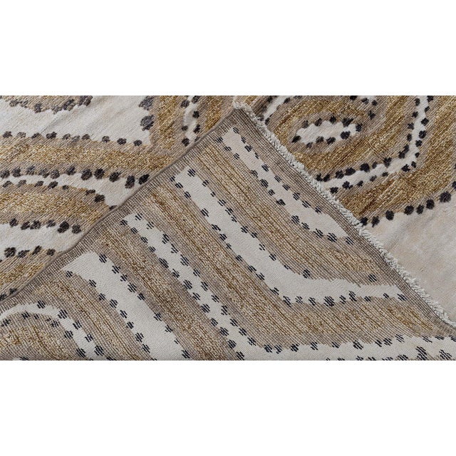Beige Abstract Contemporary Fluid Band Beige Carpet "Gildrift" by Doris Leslie Blau For Sale - Image 8 of 8