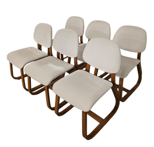 Italian Curved Wooden Chairs, 1960s, Set of 6