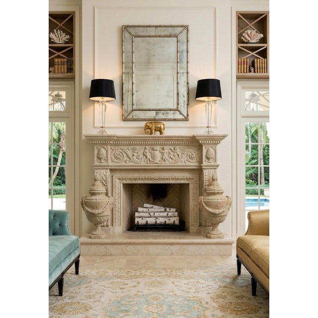 Plastic Pair of Grand Neoclassical Resin Garden Urns With Garlands and Lion Masques For Sale - Image 7 of 8