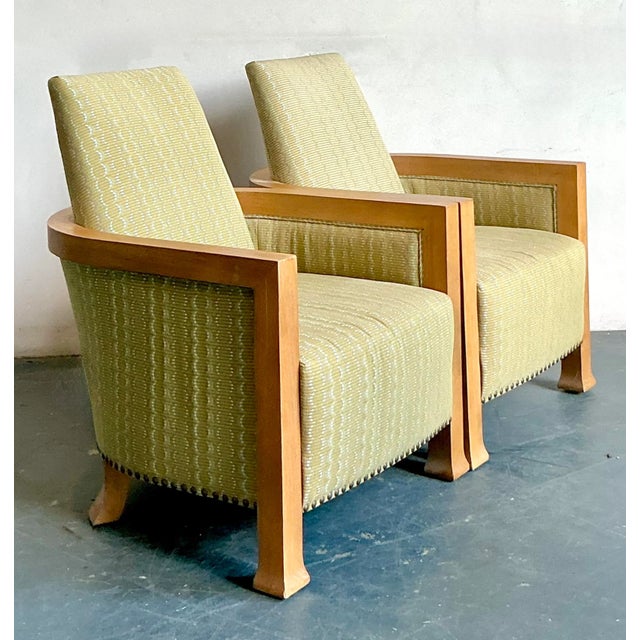 Vintage Boho Wood Frame Lounge Chairs - A Pair For Sale - Image 4 of 9