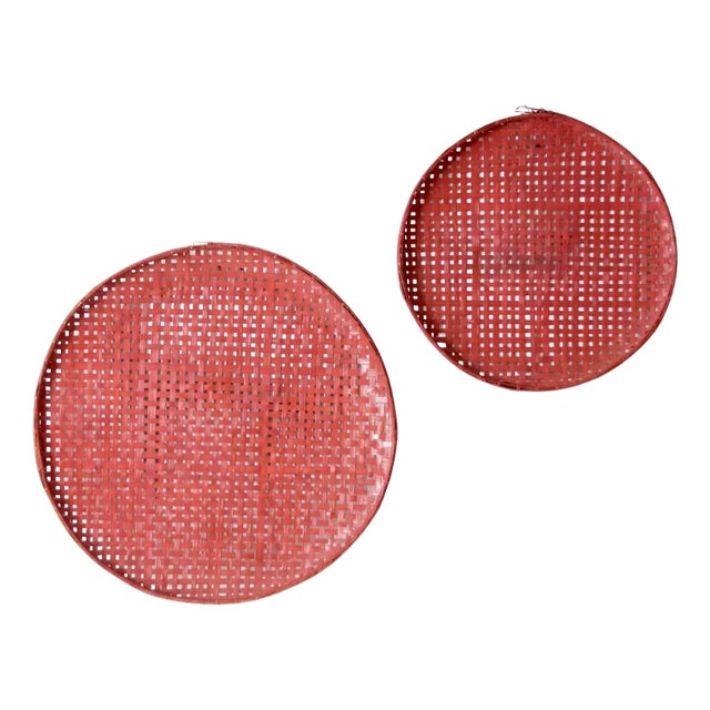 Vintage Painted Tobacco Baskets Pair For Sale