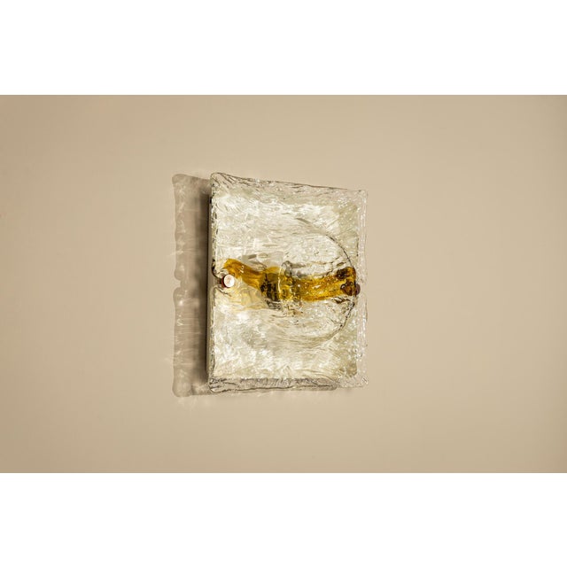 Cristal and Yellow Quilt Wall Lamps by Toni Zuccheri for Venini, Italy, 1970s, Set of 4 For Sale - Image 18 of 18