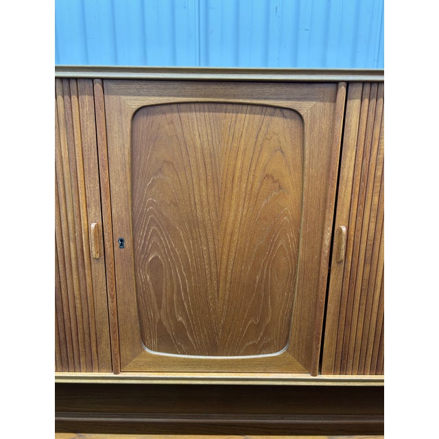Mid Century Modern Teak Danish Sideboard Credenza With Hutch & Tambour Doors Ca1960s For Sale In New York - Image 6 of 12