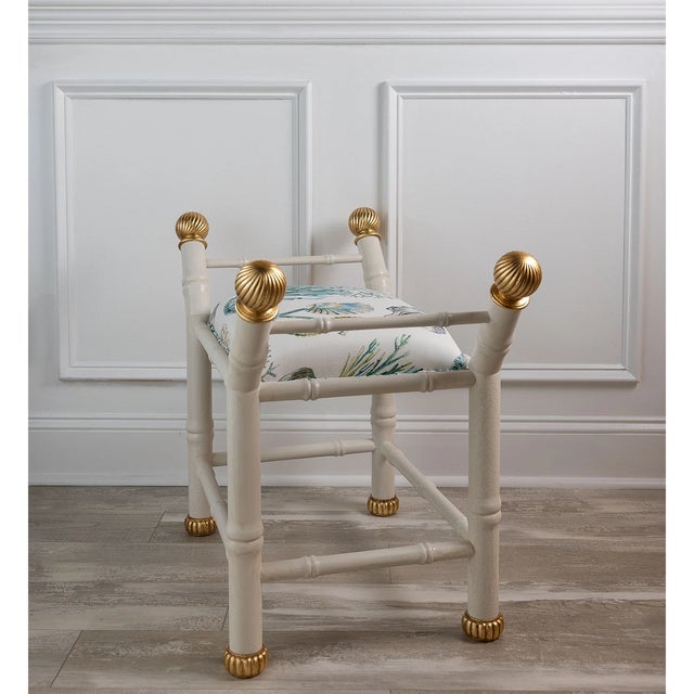 Boca White Ocean Bamboo Bench For Sale In Chicago - Image 6 of 9