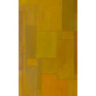 Contemporary Yellow Monochromatic Geometric Abstract Oil Painting For Sale