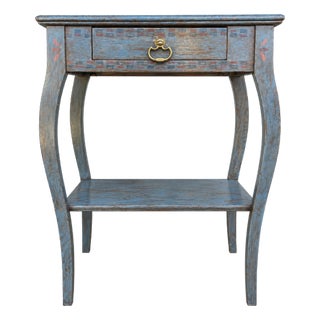 Vintage Hand-Painted Side Table W/ Drawer For Sale