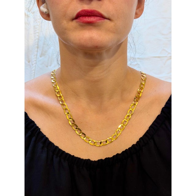 Vintage 18 Karat Yellow Gold 19.7 Gm Miami Cuban Link Like Chain Unisex, 22" For Sale - Image 12 of 18