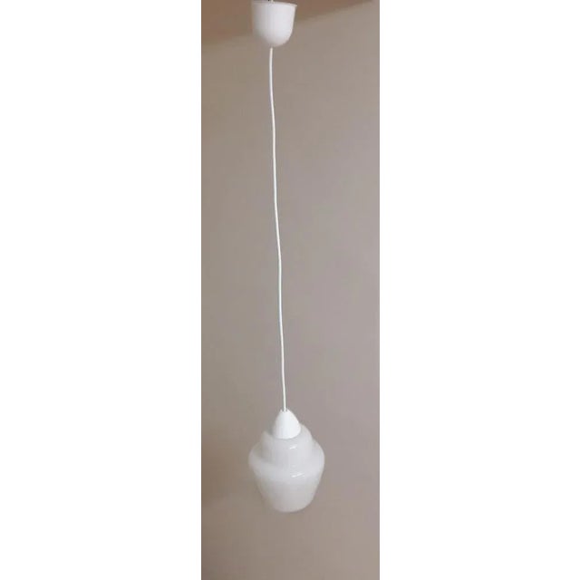 Small Ceiling Lamp with Opaque White Glass Shade on White Plastic Mounting, 1970s For Sale - Image 4 of 6
