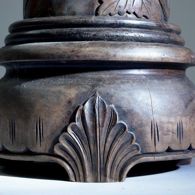 Mahogany Plant Stand with Hand-Carved Grapevine Motif, 1950s For Sale - Image 11 of 15