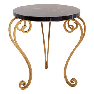 Art Deco Marble and Gilded Iron Side Table For Sale