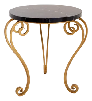 Art Deco Marble and Gilded Iron Side Table