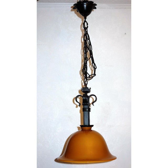 Antique Wrought Iron Glass Lamp from Koch U. Söhne, 1930s For Sale - Image 9 of 12