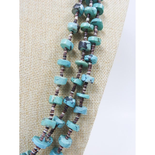 Late 20th Century Late 20th Century Turquoise Shell Hieshi Beaded Multi Strand Necklace For Sale - Image 5 of 7
