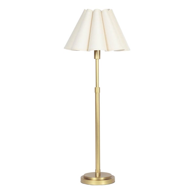 Regina Andrew Polly Buffet Lamp, Natural Brass with Oyster Scalloped Shade For Sale