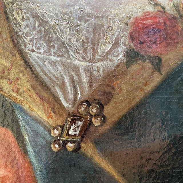 Late 18th Century Portrait of a Lady in a Blue Dress, 1794, Oil on Canvas, Framed For Sale - Image 5 of 7