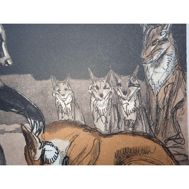 Paul JOUVE, The badger and the Fox, Wood Engraving For Sale - Image 3 of 6