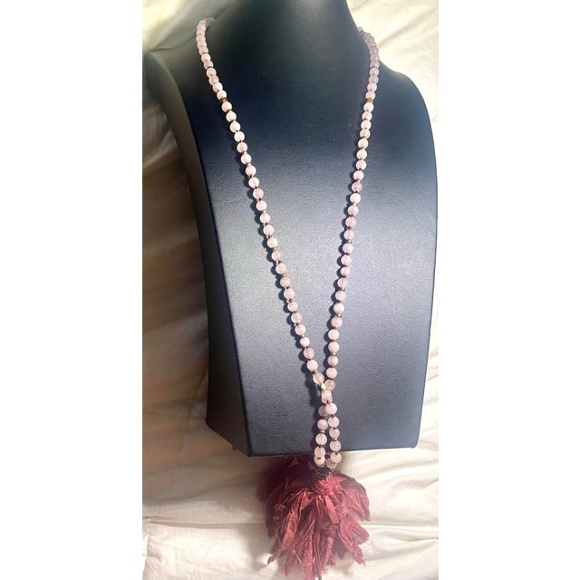 Late 20th Century Late 20th Century Strawberry Quartz & Rose Quartz Evil Eye Mala Necklace For Sale - Image 5 of 10