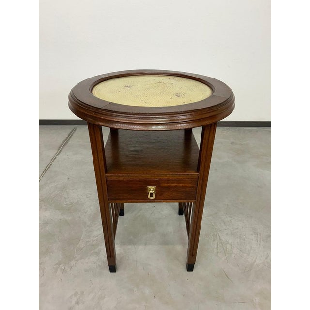 Art Deco Round Table with Brass Top, 1920s For Sale - Image 3 of 12