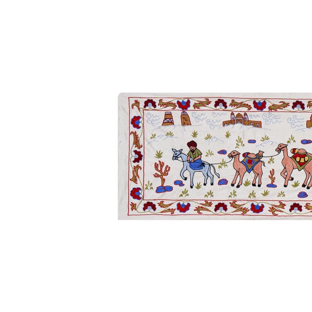Mid-Century Modern Bohemian Suzani Wall Hanging - Camel Runner For Sale - Image 3 of 13