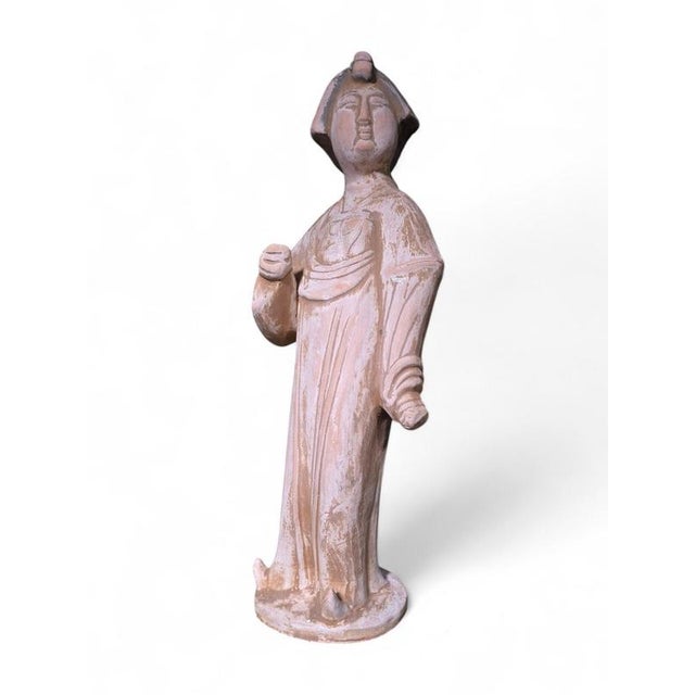 Beige Chinese Terracotta Court Lady Figurine, 1950s For Sale - Image 8 of 10