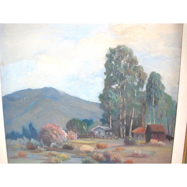 Lionel Louis Edwards (American, 1874 - 1954) large Western Landscape oil painting, featuring a muted earthy palette, tall...