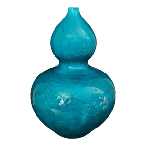 Chinoiserie Double Gourd Turquoise Porcelain Vase 13.5" H