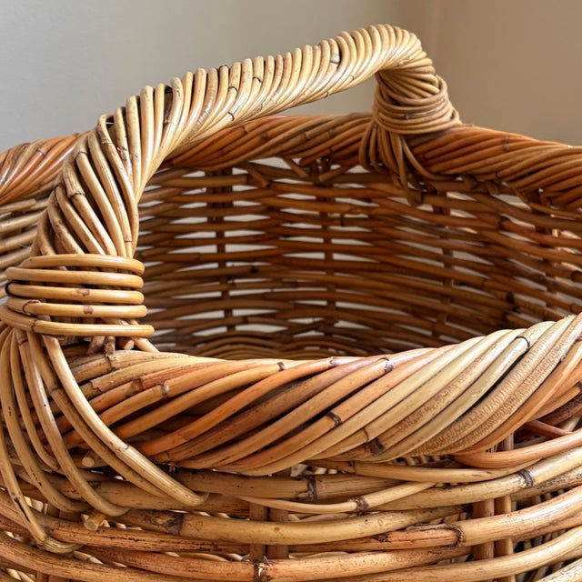 Vintage French-Style Storage Basket W/ Low Rim Handle For Sale - Image 15 of 16