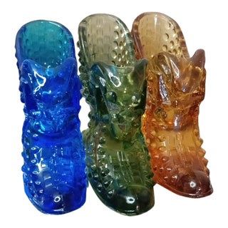 Gorgeous Lot of 3 Fenton Hobnail Assorted Color Boot Ashtray or Trinket Holders For Sale
