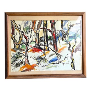 Vintage Framed Abstract Expressionist Gouache Mixed Media Painting, "California Summer", by Judith Pacht, Signed For Sale