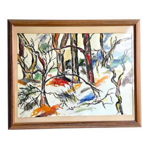 Vintage Framed Abstract Expressionist Gouache Mixed Media Painting, "California Summer", by Judith Pacht, Signed