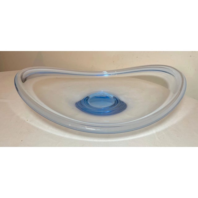 1980s 1980s Huge Per Lutken for Holmegaard Denmark Modern Blue Glass Centerpiece Fruit Bowl For Sale - Image 5 of 10