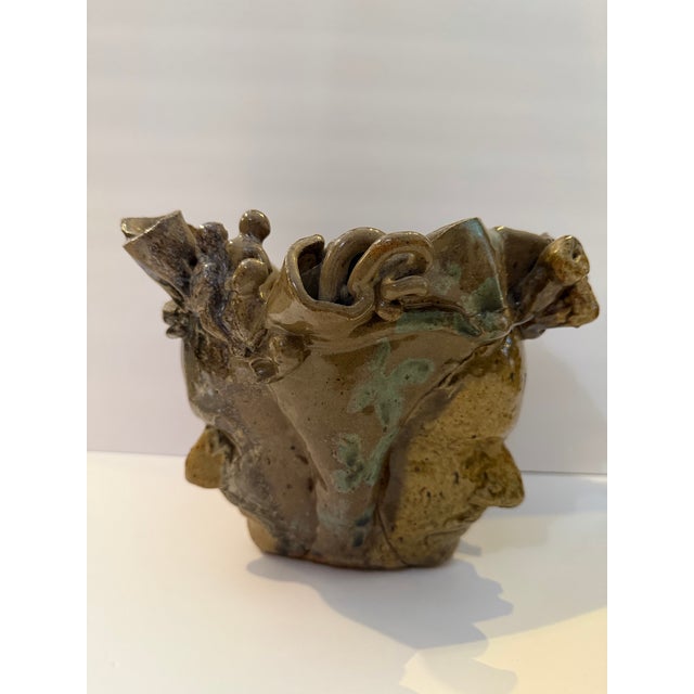 Early 21st Century Vintage Studio Pottery Sculptural Face Vessel For Sale - Image 5 of 8