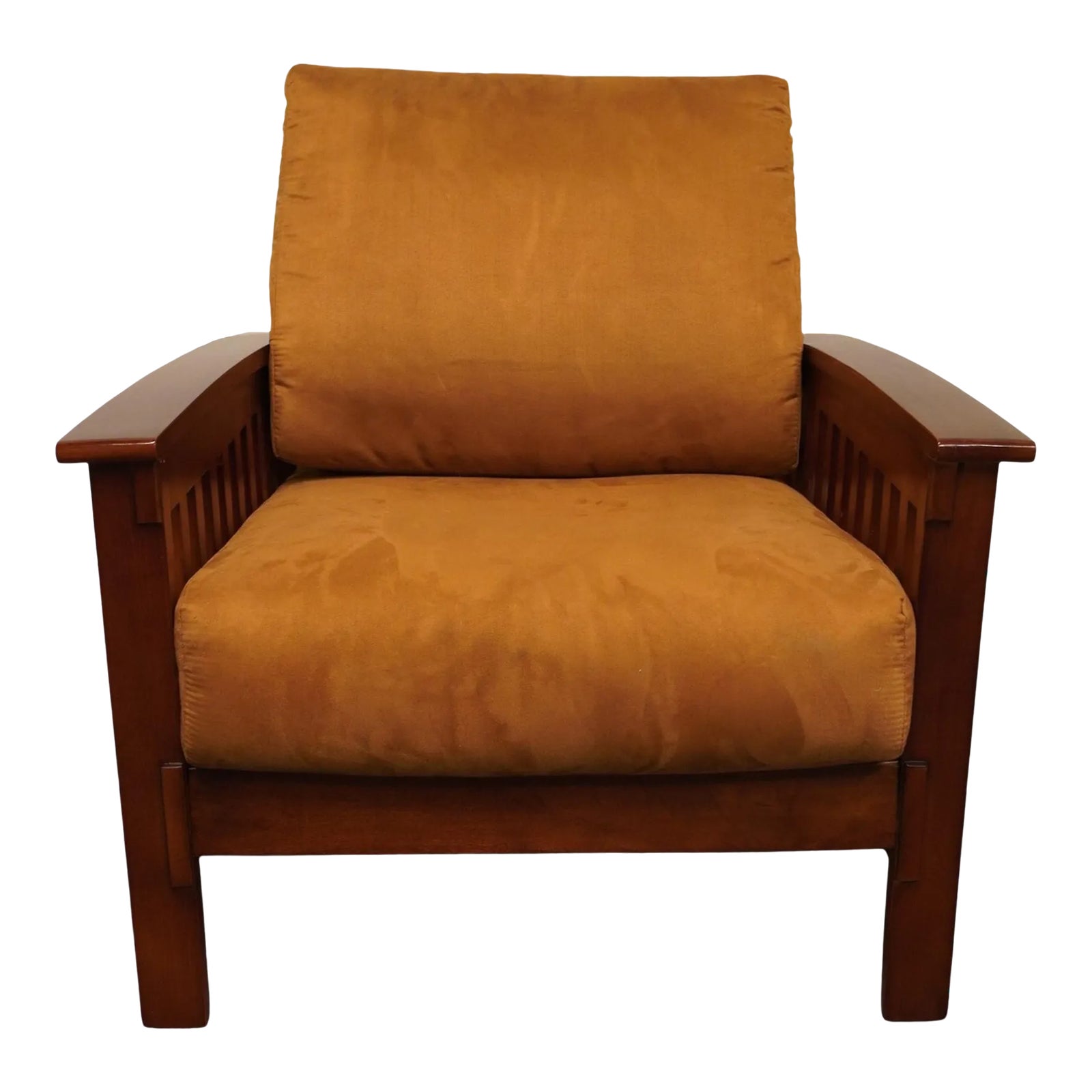 Alison Furniture Contemporary Mission Style Accent Arm Chair W. Faux