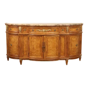 Jeffco French Louis XVI Style Marble Top Burlwood Sideboard