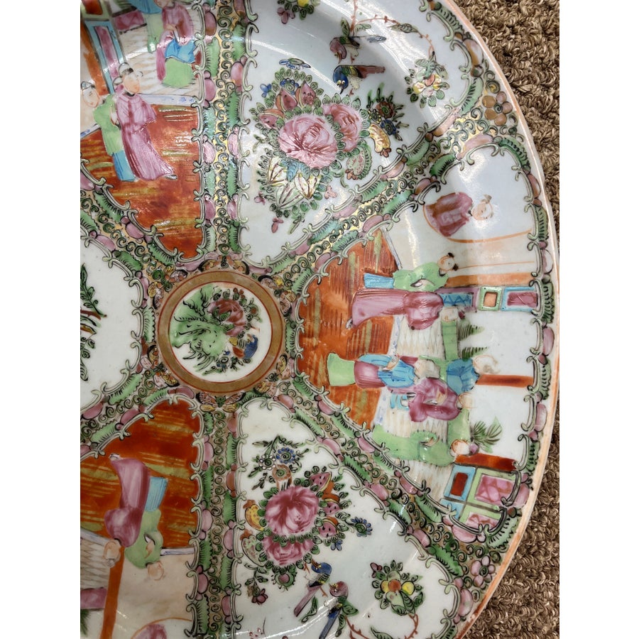 Large Antique Chinese Rose Medallion Platter, 1891-1920 Mark
