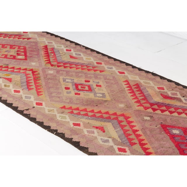 Mauve Vintage Mauve & Coral Kilim Runner For Sale - Image 8 of 10