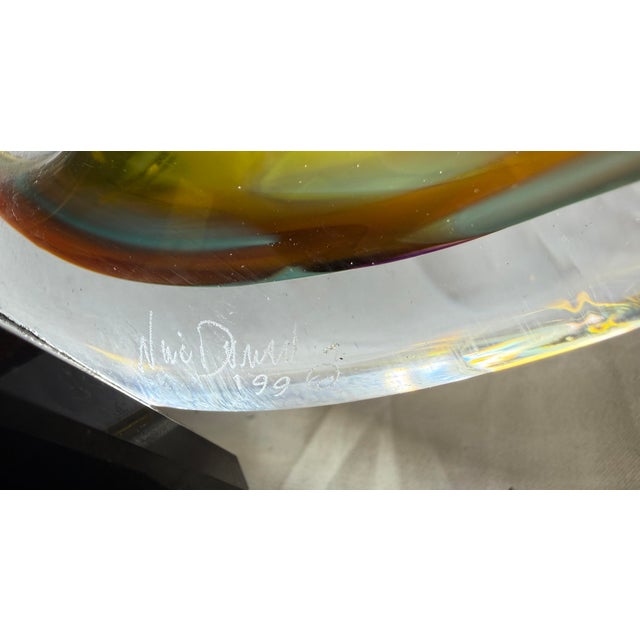 Vintage Signed Hand Blown Studio Art Glass Stretched Sculpture Vase Statue Art For Sale - Image 10 of 13