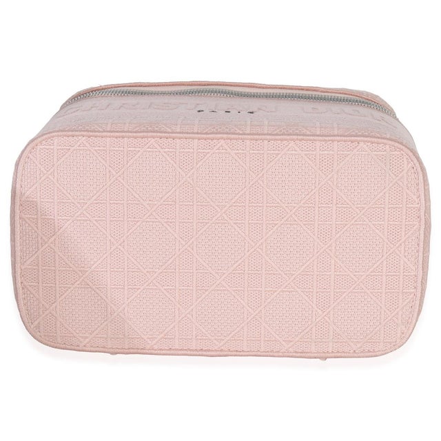 2020s Pink Canvas Embroidered Cannage DiorTravel Vanity Case For Sale - Image 5 of 8