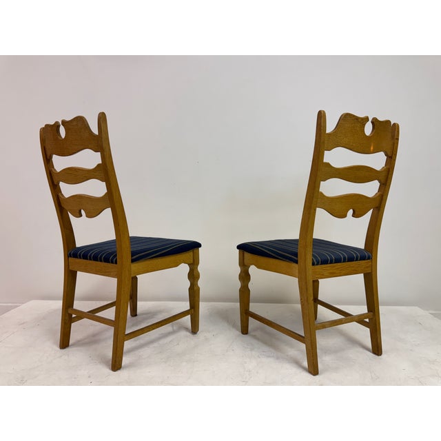 1960s Vintage Razorblade Dining Chairs in Oak by Henning Kjaernulf, 1960s, Set of 6 For Sale - Image 5 of 17