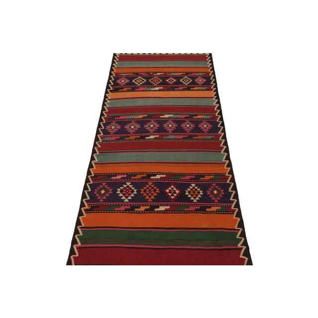 Tribal 1950s Vintage Persian Kilim in Polychromatic Geometric Patterns by Rug & Kilim For Sale - Image 3 of 8